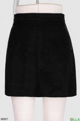 Женская черная юбка из экозамши