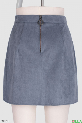 Women's blue eco-suede skirt