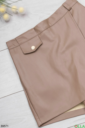 Женская бежевая юбка-шорты
