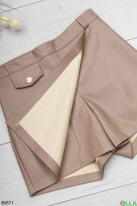 Женская бежевая юбка-шорты