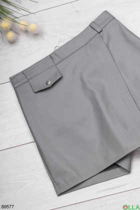 Женская серая юбка-шорты