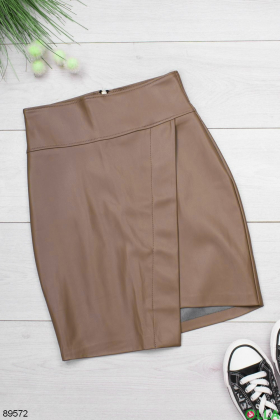 Women's brown eco-leather skirt