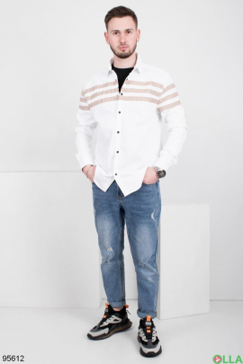 Чоловіча біла джинсова сорочка зі смужками