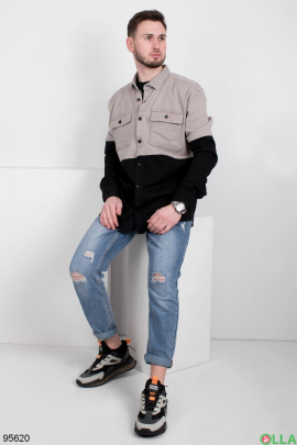 Мужская черно-серая джинсовая рубашка