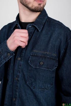 Мужская темно-синяя джинсовая рубашка