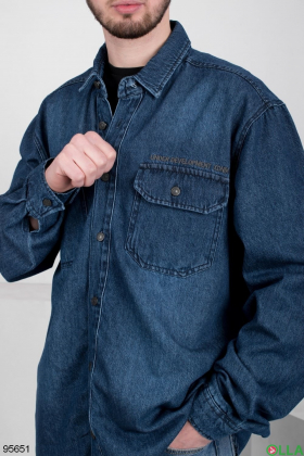 Мужская синяя джинсовая рубашка