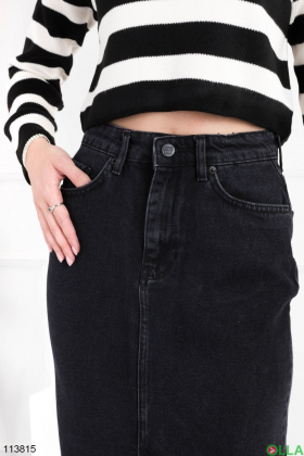 Женская черная джинсовая юбка