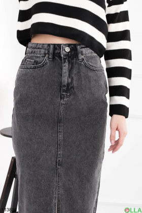 Женская темно-серая джинсовая юбка