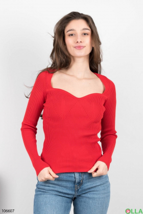 Women's red sweater with a cutout