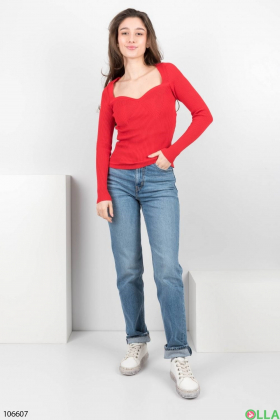 Women's red sweater with a cutout