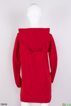 Женское красное платье-худи