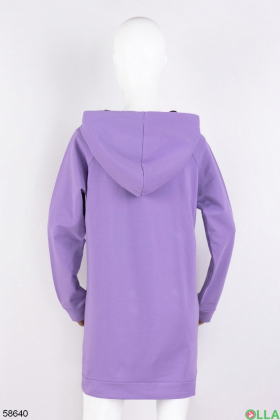 Женское лиловое платье-худи