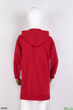 Женское красное платье-худи