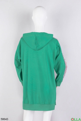 Женское зеленое платье-худи