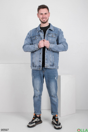 Мужская голубая джинсовая куртка