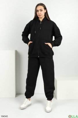 Женский черный спортивный костюм на флисе