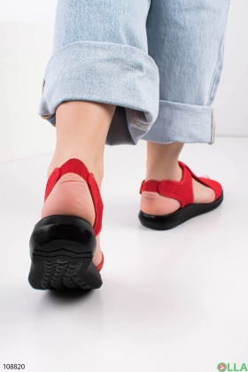 Women's red textile sandals