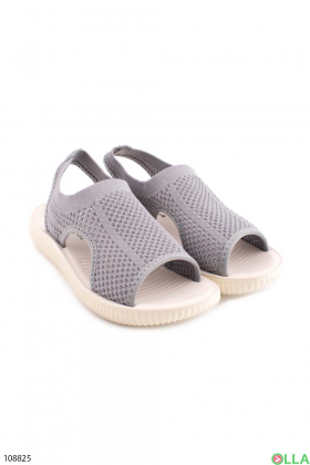 Women's gray textile sandals