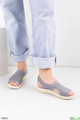 Women's gray textile sandals