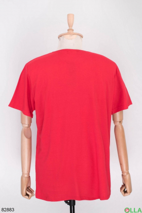 Мужская красная футболка с принтом