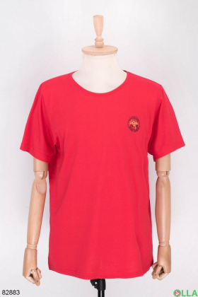 Мужская красная футболка с принтом