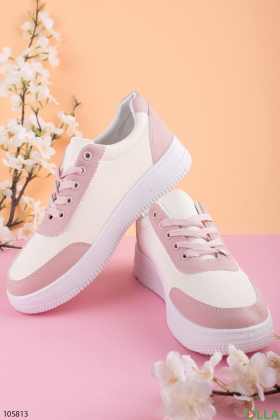 Women's white and pink sneakers