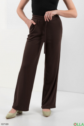 Жіночі коричневі штани-палаццо