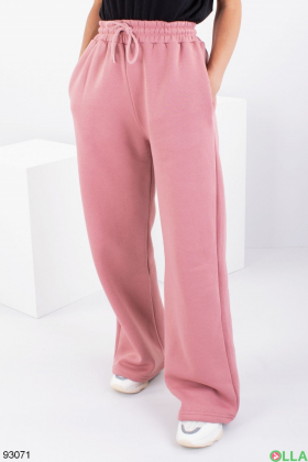 Жіночі рожеві спортивні брюки на флісі