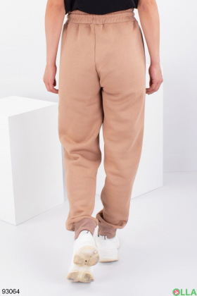 Жіночі коричневі спортивні брюки на флісі