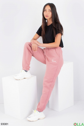 Женские розовые спортивные брюки на флисе
