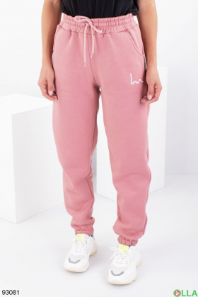 Женские розовые спортивные брюки на флисе