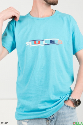 Мужская голубая футболка с надписью