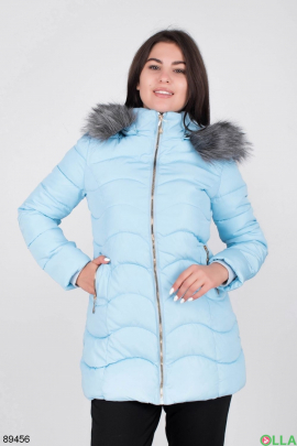 Женская зимняя голубая куртка с капюшоном