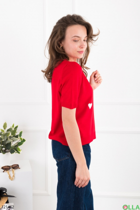 Women's red T-shirt with print