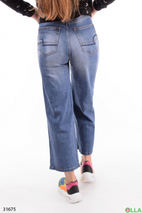 Широкі жіночі джинси з розрізами