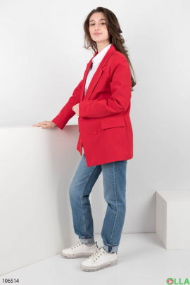 Женский красный пиджак батал