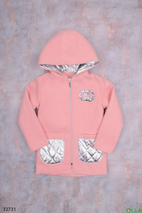 Розовое пальто с накладными карманами