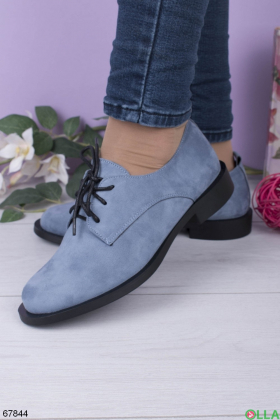 Жіночі сині туфлі на шнурівці