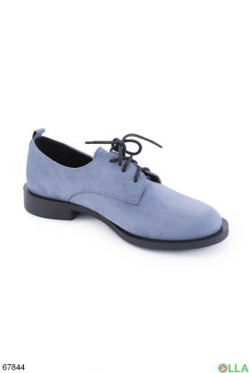 Женские синие туфли на шнуровке