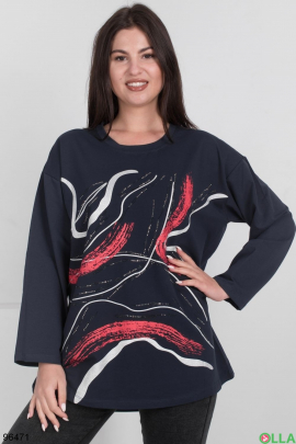Women's dark blue printed sweater