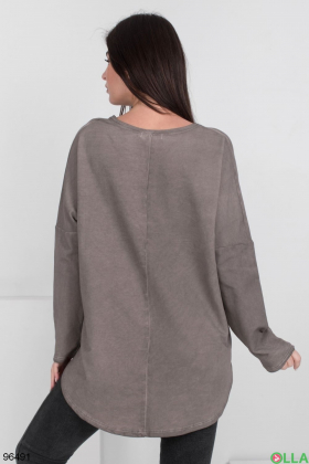 Women's gray jacket with inscriptions and decorative cuts
