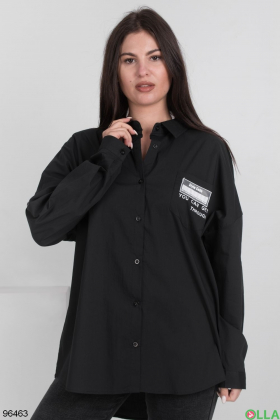 Женская черная рубашка с надписями