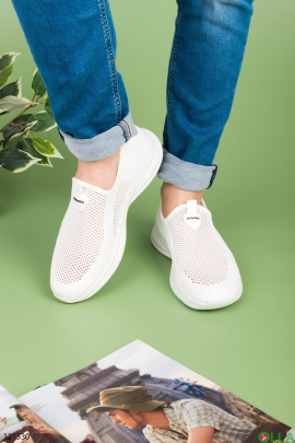 Men's white textile sneakers