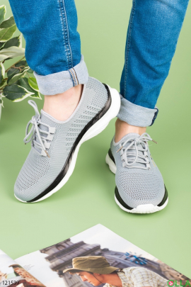 Men's light gray textile sneakers