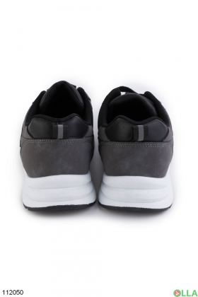 Жіночі чорно-сірі кросівки на шнурівці