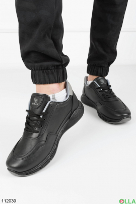 Men's black sneakers made of eco-leather