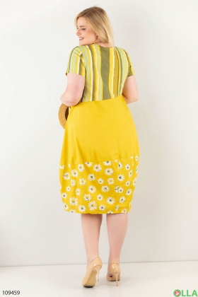Жіноча жовта сукня-батал