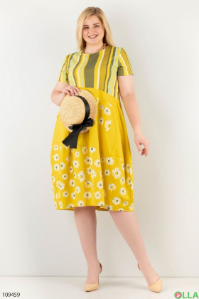 Жіноча жовта сукня-батал