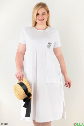 Жіноча біла сукня-батал