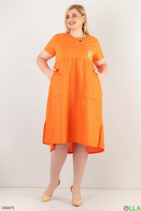 Женское оранжевое платье-батал